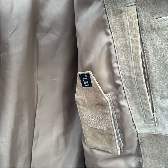 WILSONS LEATHER Suede Leather Jacket Mens Small Beige Neutral Western - Picture 7 of 9